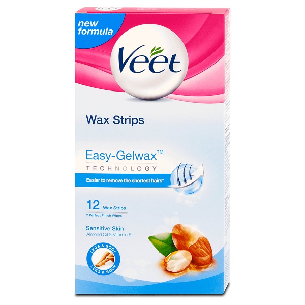 bandes de cire pour l'épilation des aisselles, des bras, des jambes, de l'abdomen, du dos Veet Easy Gel-Wax Strips
